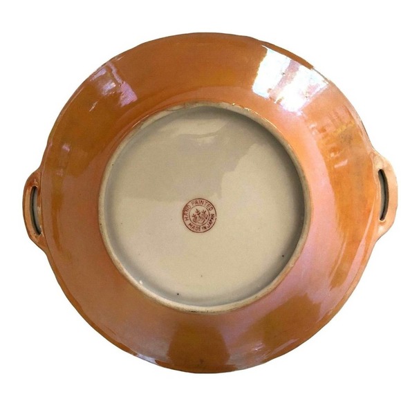 Vintage CHINA JAPAN Lusterware Pink Roses Shallow Hand Painted Candy Nut Bowl - Picture 2 of 3